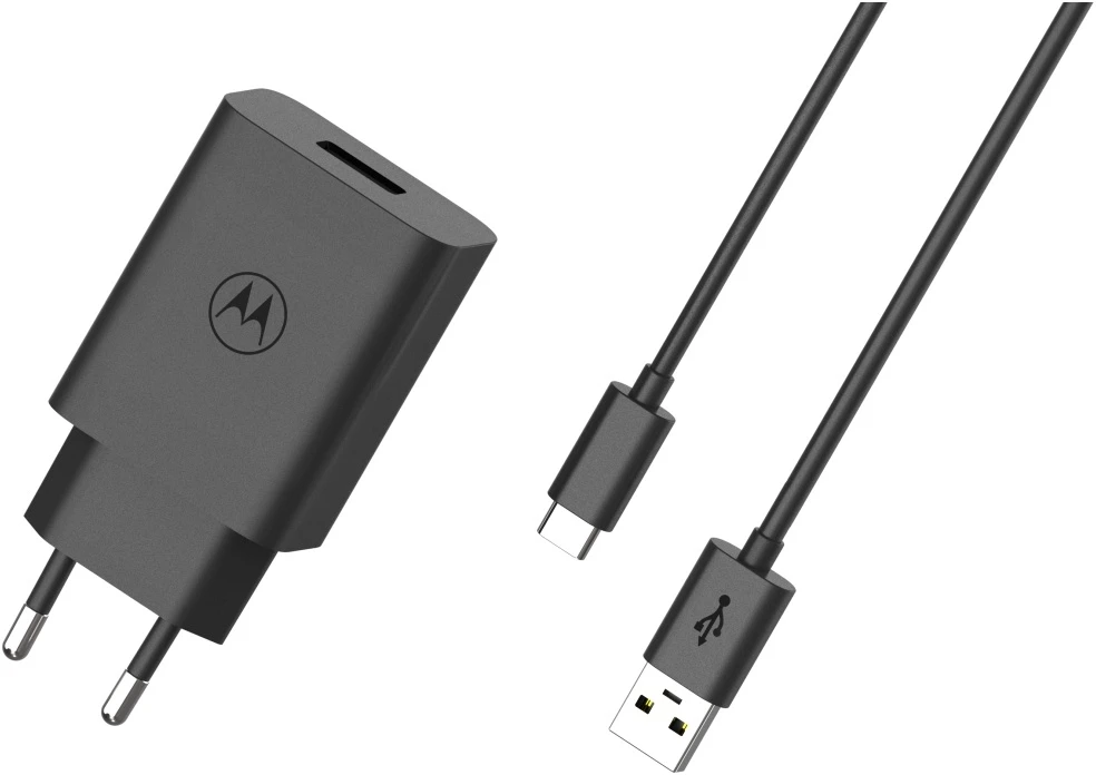 Sieninis įkroviklis „Motorola TurboPower“ 33 W USB-A su laidu USB-A į USB-C 1 m juodos spalvos