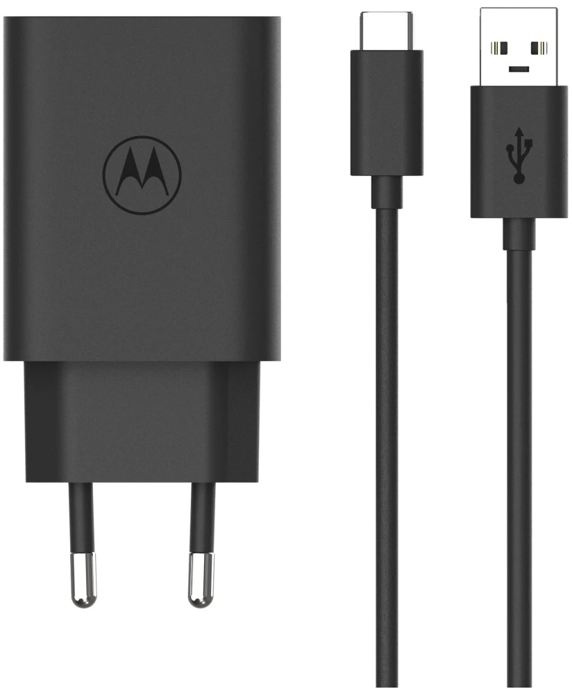 Sieninis įkroviklis „Motorola TurboPower“ 33 W USB-A su laidu USB-A į USB-C 1 m juodos spalvos