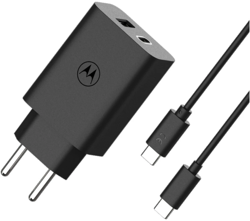 Įkroviklis Motorola TurboPower 50W dvigubas USB-C/USB-A su USB-C laidu 1m juodos spalvos