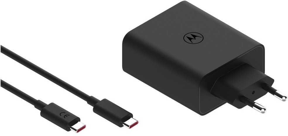 Sieninis įkroviklis Motorola TurboPower 125W dvigubas 2x USB-C su laidu USB-C 1m juodos spalvos