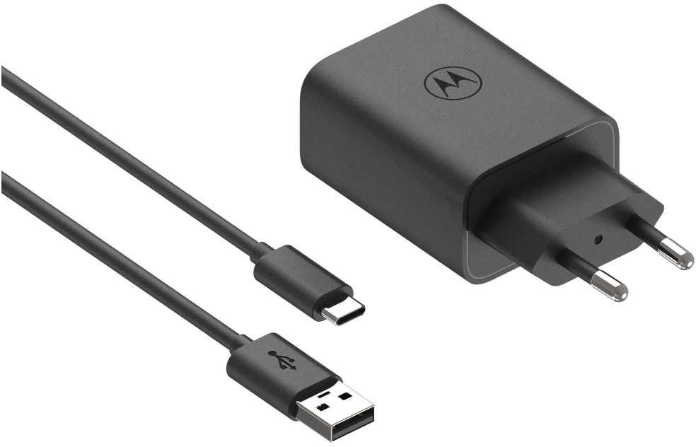 Sieninis įkroviklis „Motorola TurboPower“ 33 W USB-A su laidu USB-A į USB-C 1 m juodos spalvos