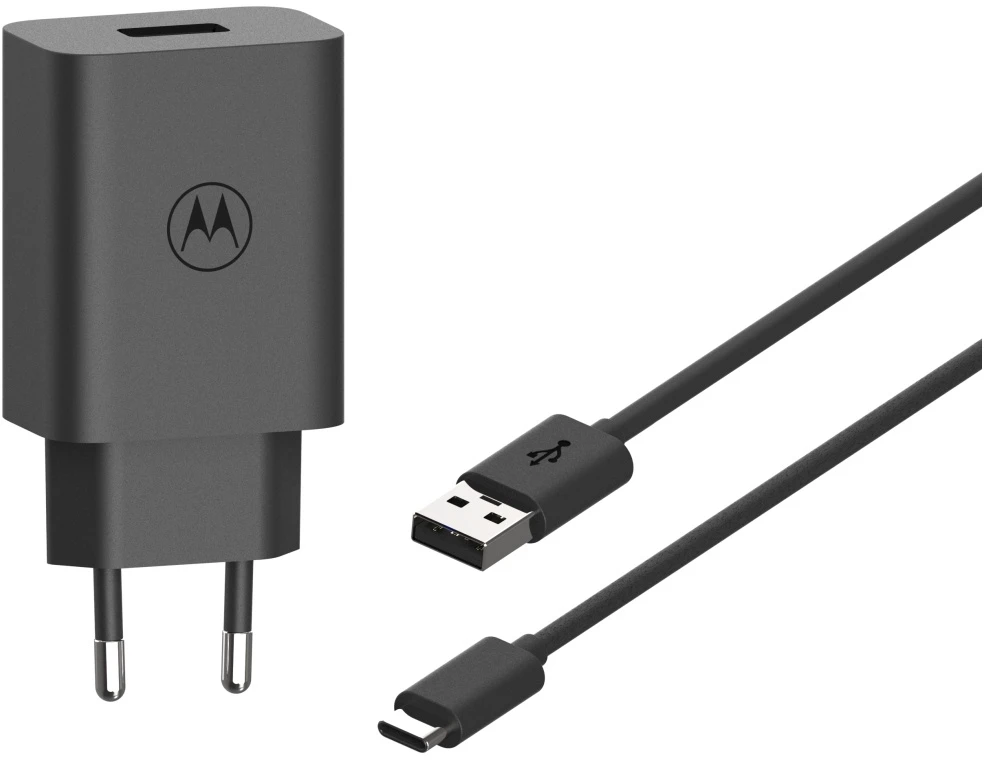 Sieninis įkroviklis „Motorola TurboPower“ 33 W USB-A su laidu USB-A į USB-C 1 m juodos spalvos