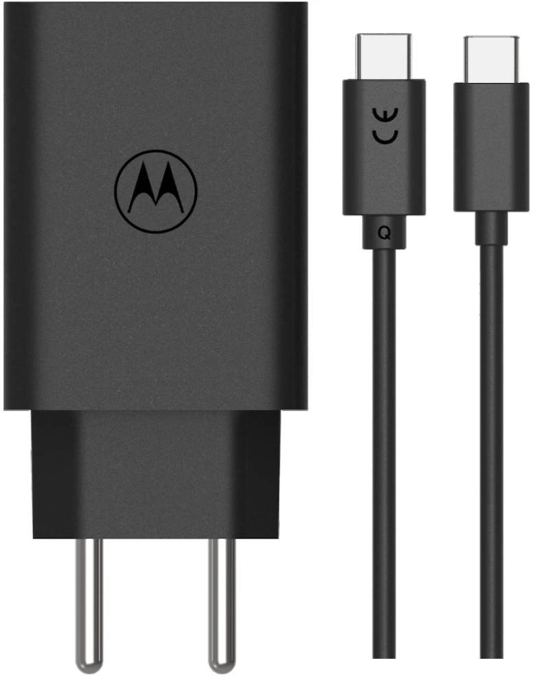 Įkroviklis Motorola TurboPower 50W dvigubas USB-C/USB-A su USB-C laidu 1m juodos spalvos