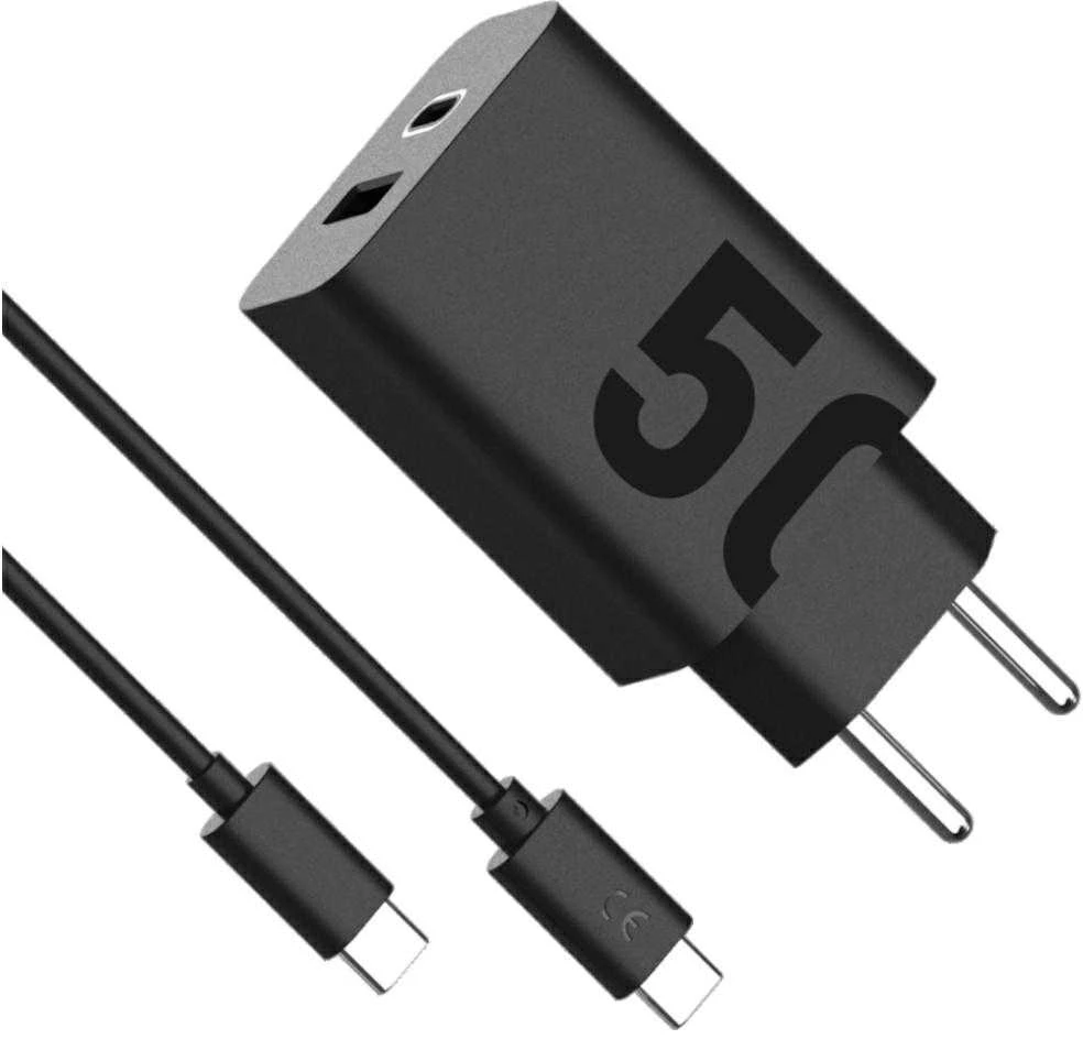 Įkroviklis Motorola TurboPower 50W dvigubas USB-C/USB-A su USB-C laidu 1m juodos spalvos