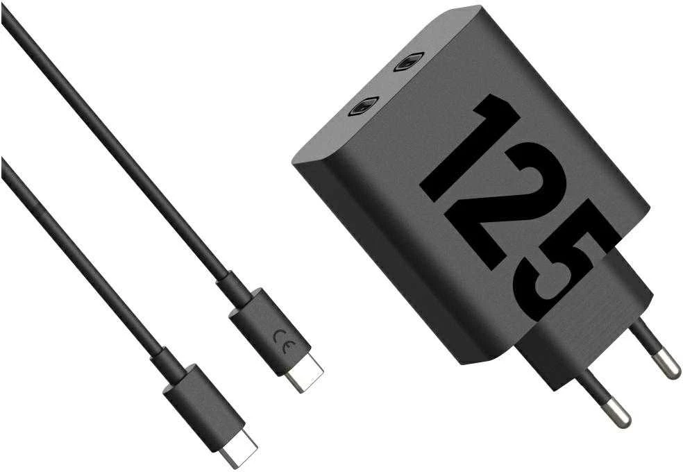 Sieninis įkroviklis Motorola TurboPower 125W dvigubas 2x USB-C su laidu USB-C 1m juodos spalvos