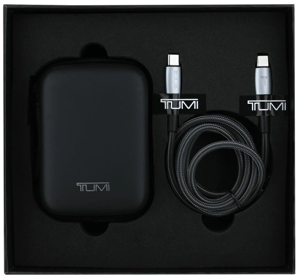 Power Charger TUMI Kelioninis įkroviklis 25W USB-C / USB-A + Cable USB-C/USB-C juodos spalvos