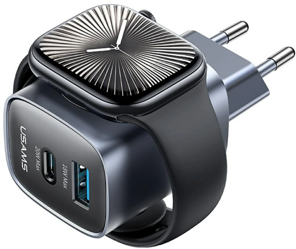 Laidinis įkroviklis USAMS CC293 T67 20W iWatch 1xUSB-C 1xUSB-A tarnish