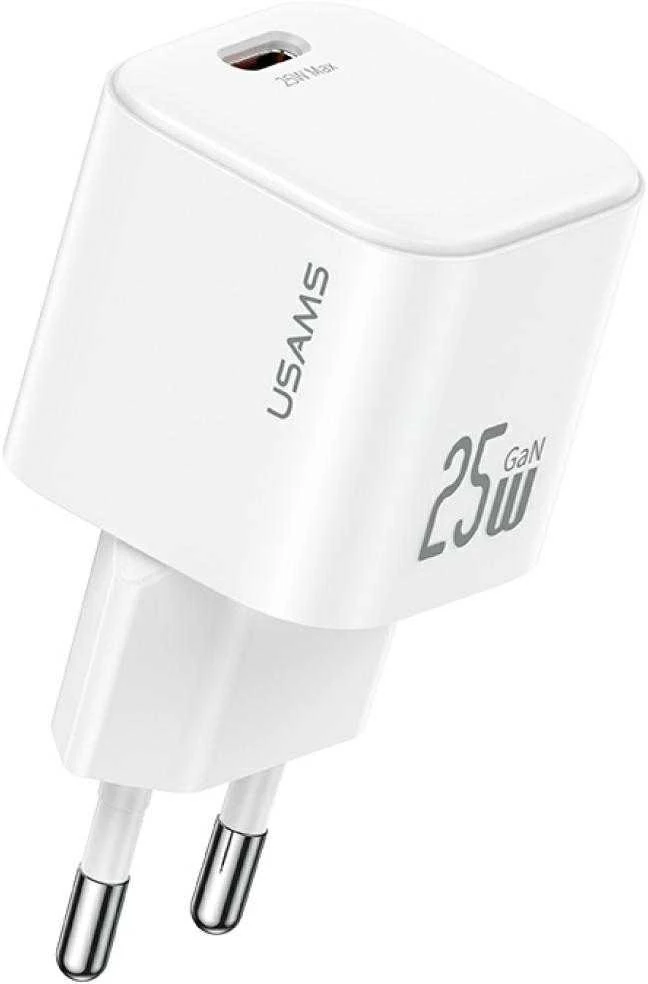 Laidinis įkroviklis USAMS JC Series CC289 25W GaN Mini Fast Charger USB-C baltos spalvos