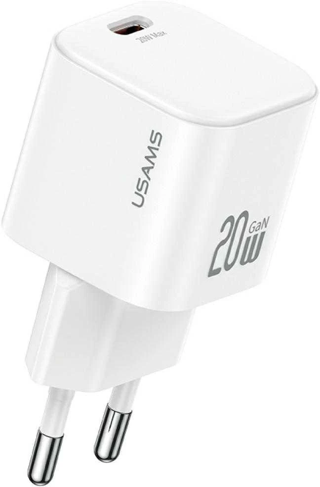Laidinis įkroviklis USAMS JO Series CC260 20W USB-C + 1m USB-C/Lightning Cable baltos spalvos