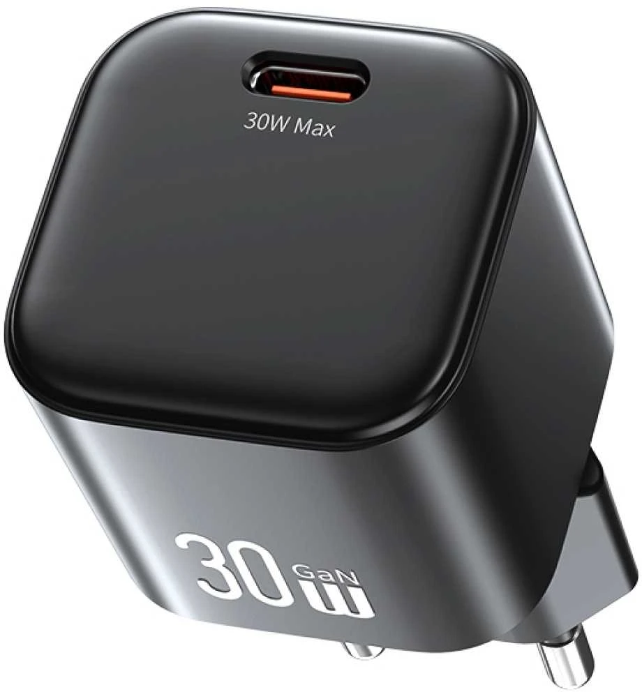 Laidinis įkroviklis USAMS JO Series CC262 30W USB-C + 1m USB-C/Lightning kabelis baltos spalvos
