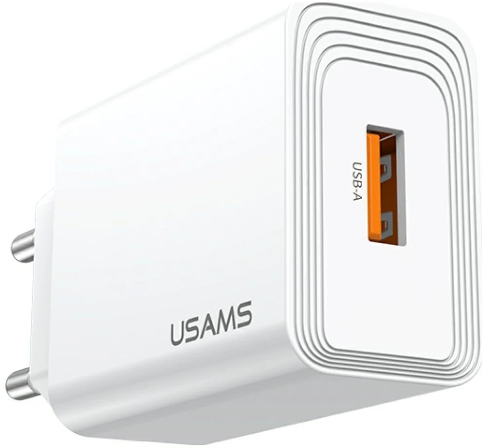 Laidinis įkroviklis USAMS T69 18W USB-A baltos spalvos