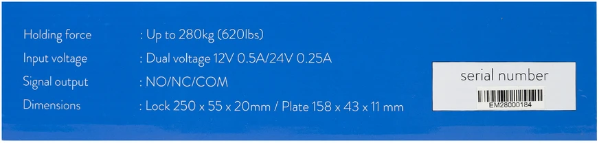 Laikantis elektromagnetas PNI EM280KG NO/NC/COM, uždarymo jėga 280kg, maitinimo įtampa 12V 24V