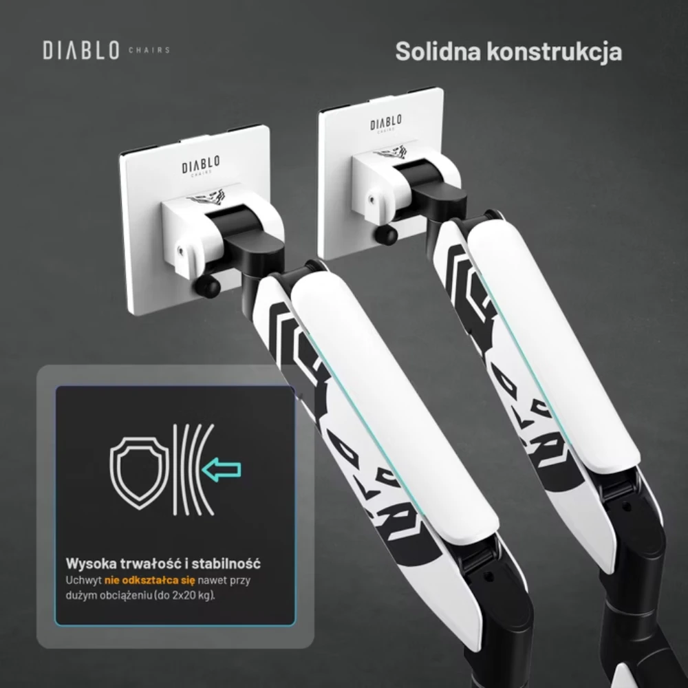 Laikiklis Diablo Chairs Diablo RGB X-Arm Dual 35″ Dual Monitorius Mount baltos spalvos ir juodos spalvos