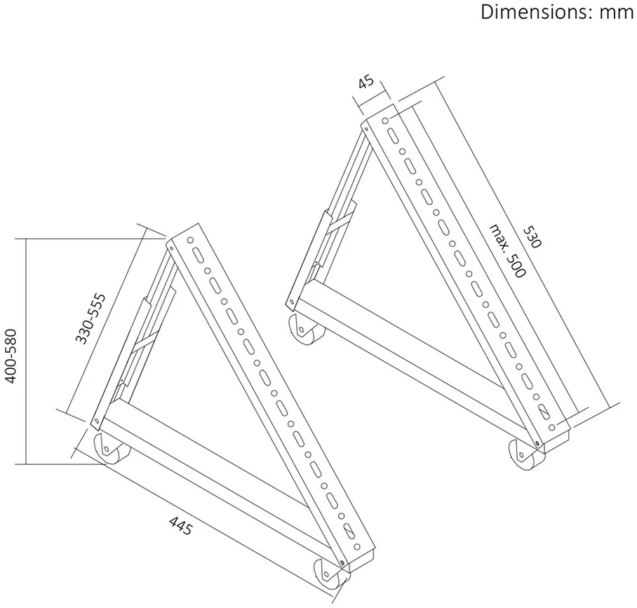 Laikiklis Vežimėlis „Maclean“ televizoriaus vežimėlis/stovas, 37–80 colių, maks. VESA 800x400, maks. 75 kg, mobilus, su ratukų užraktu, MC-183