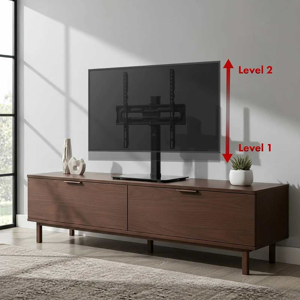 Laikiklis „Maclean“ universalus televizoriaus stovas, RTV spintelei, stovas, maks. 35 kg, 20 laipsnių pasukimas, 32–55 colių televizoriams, MC-132