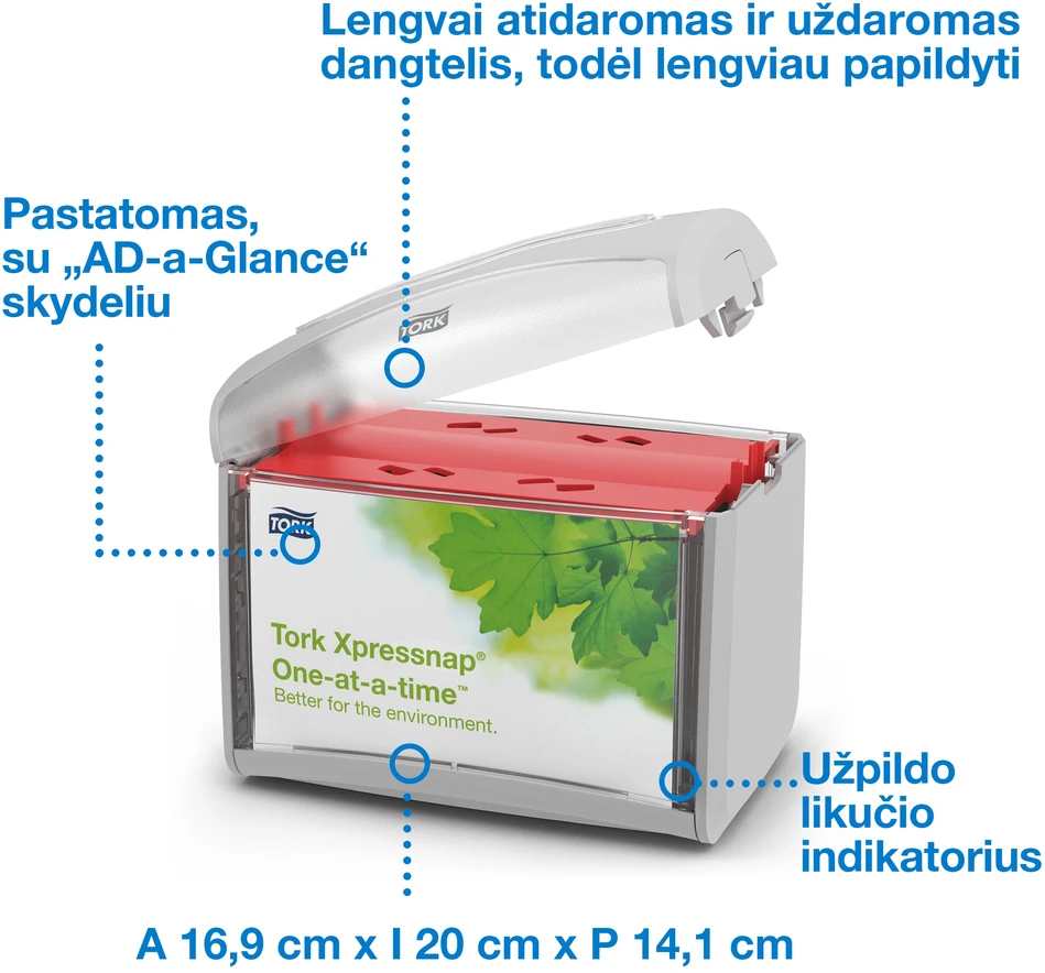 Servetėlių dozatorius TORK XPRESSNAP TABLETOP, 20,1 x 15,5 x 15 cm, šv. pilkos sp. (272613)
