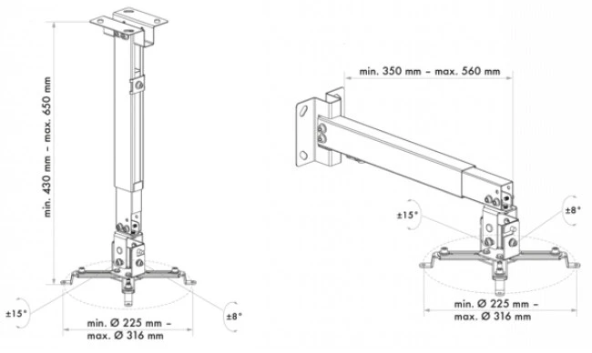SWG Schwaiger LWH310WD projektoriaus stovas Lubos / siena Balta
