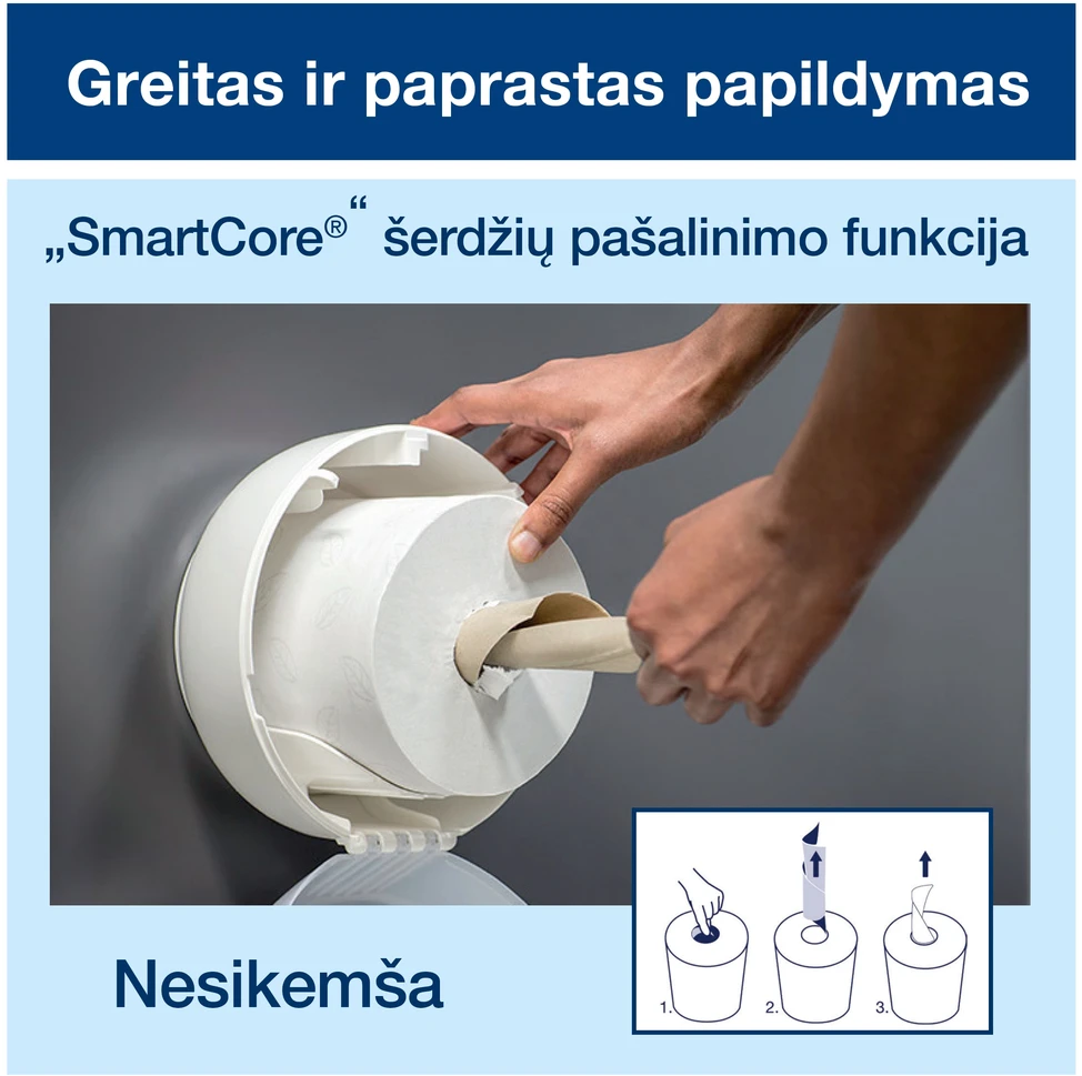 Tualetinių servetėlių laikiklis TORK SmartOne Mini T9, baltas, 1 vnt. 681000