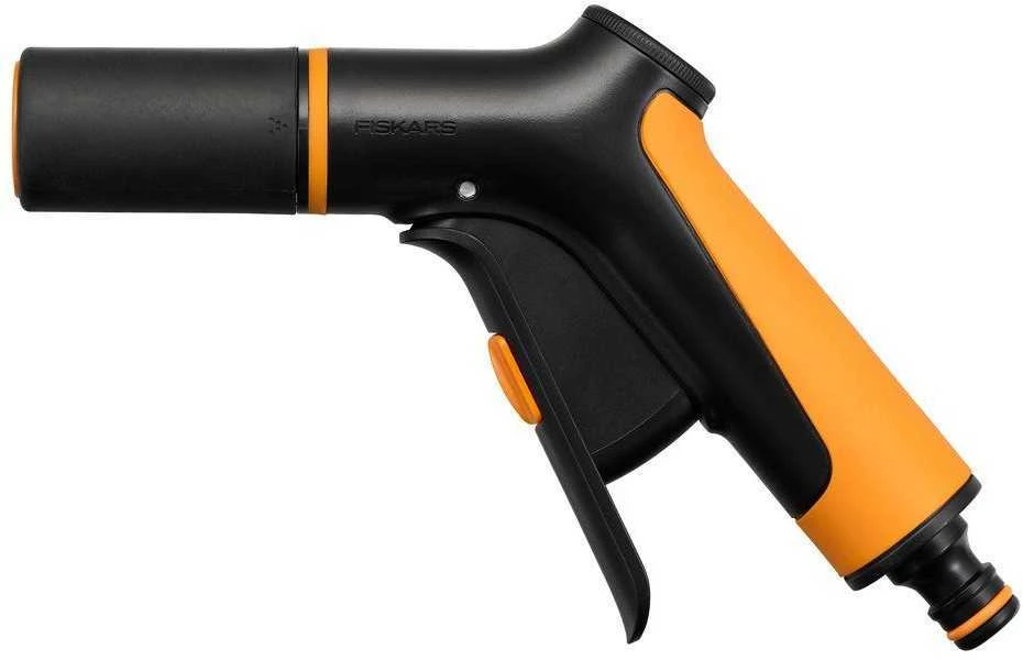 Fiskars „Comfort“ reguliuojamas laistymo pistoletas, su valdymu priekyje