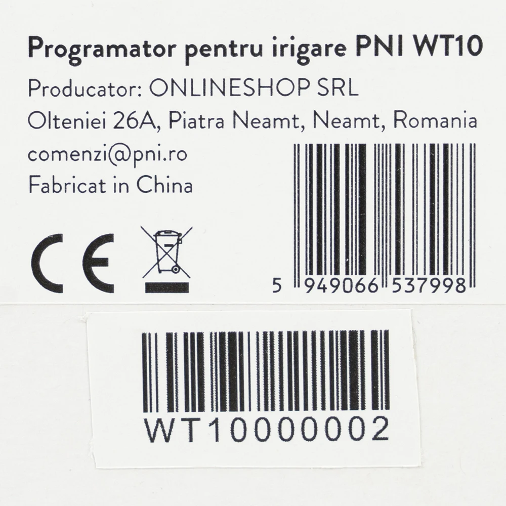 Laistymo programatorius PNI WT10, LCD ekranas, 3/4 jungtis, 2 išėjimai, žalias
