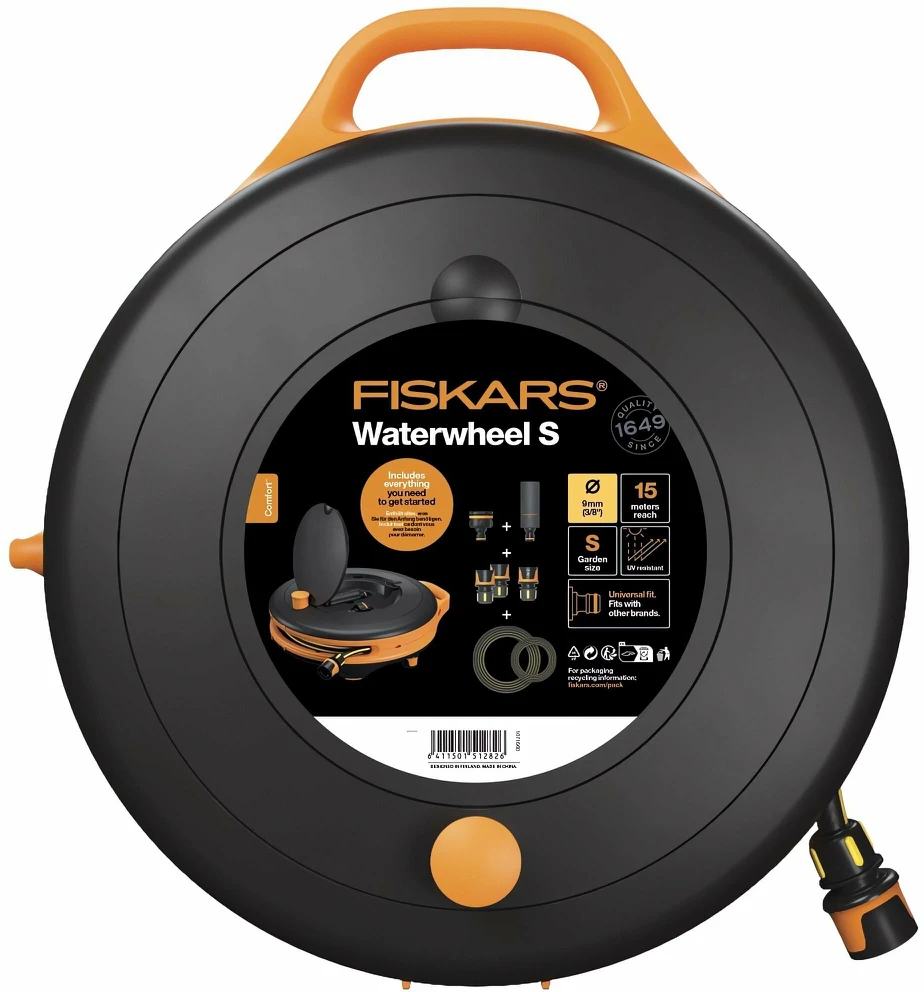 Fiskars Laistymo ratas su žarna 15m