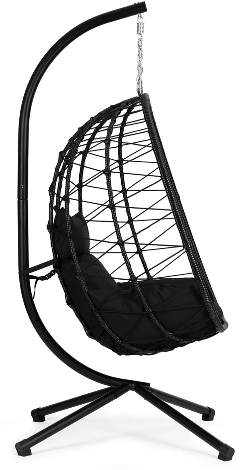 „Cocoon“ pakabinama kėdė, laisvai stovinti, supamoji sodo kėdė, iki 120 kg, pagalvėlės, juodos, „MultiGarden“