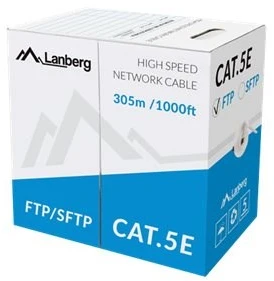 Kabelis FTP Lanberg LCF5-10CC-0305-S (F/UTP, RJ45 - F/UTP, RJ45 , F/UTP, 305m, 5e, pilka spalva)