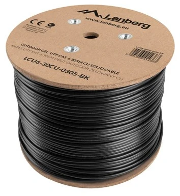 Lanberg UTP solid gel. cable, CU, cat. 6, 305m, Juodas