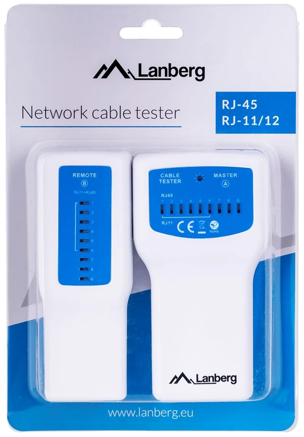 LANBERG NT-0402 kabelių testeris, skirtas laidams, baigtiems RJ45 RJ-11