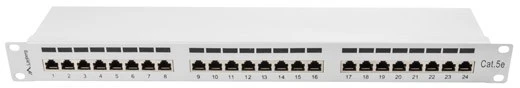 LANBERG PPS5-1024-S komutacinė panelė, 24 prievadų, 1U, cat. 5e, ekranuota, pilka