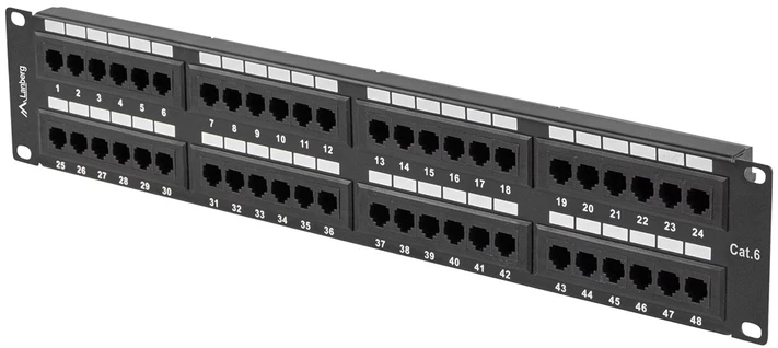 Lanberg Patch Panel 48 port 2U 19" kat.6 UTP juoda