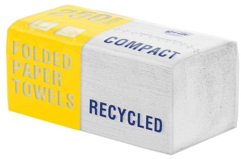 Popieriniai rankšluosčiai lapeliais GRITE Compact Economy V forma, 250 lapelių, 1 sluoksnis