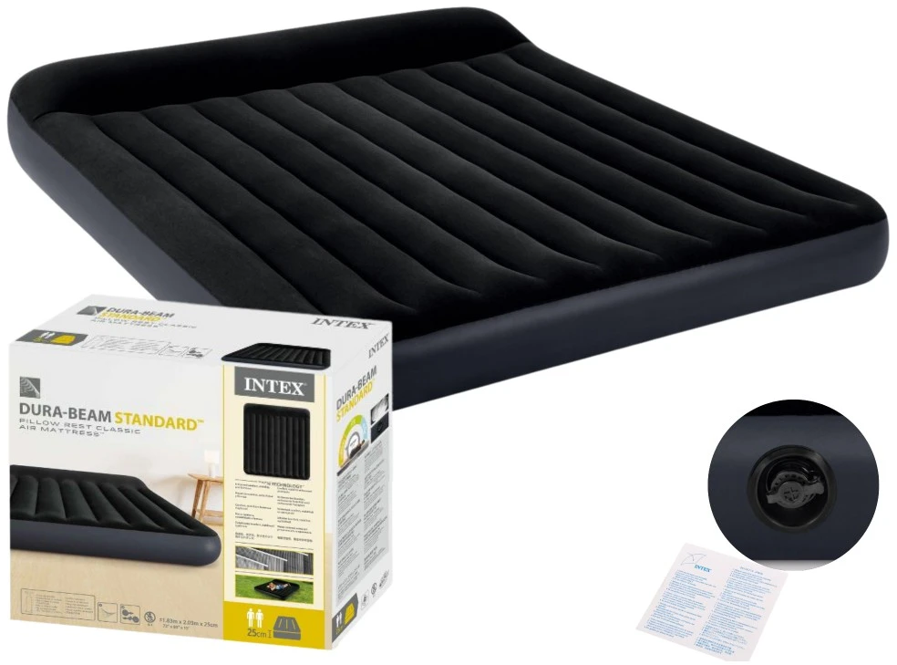 Intex Pripučiamas čiužinys su pagalvėle Dura-Beam Classic 183x203x25 cm #64144