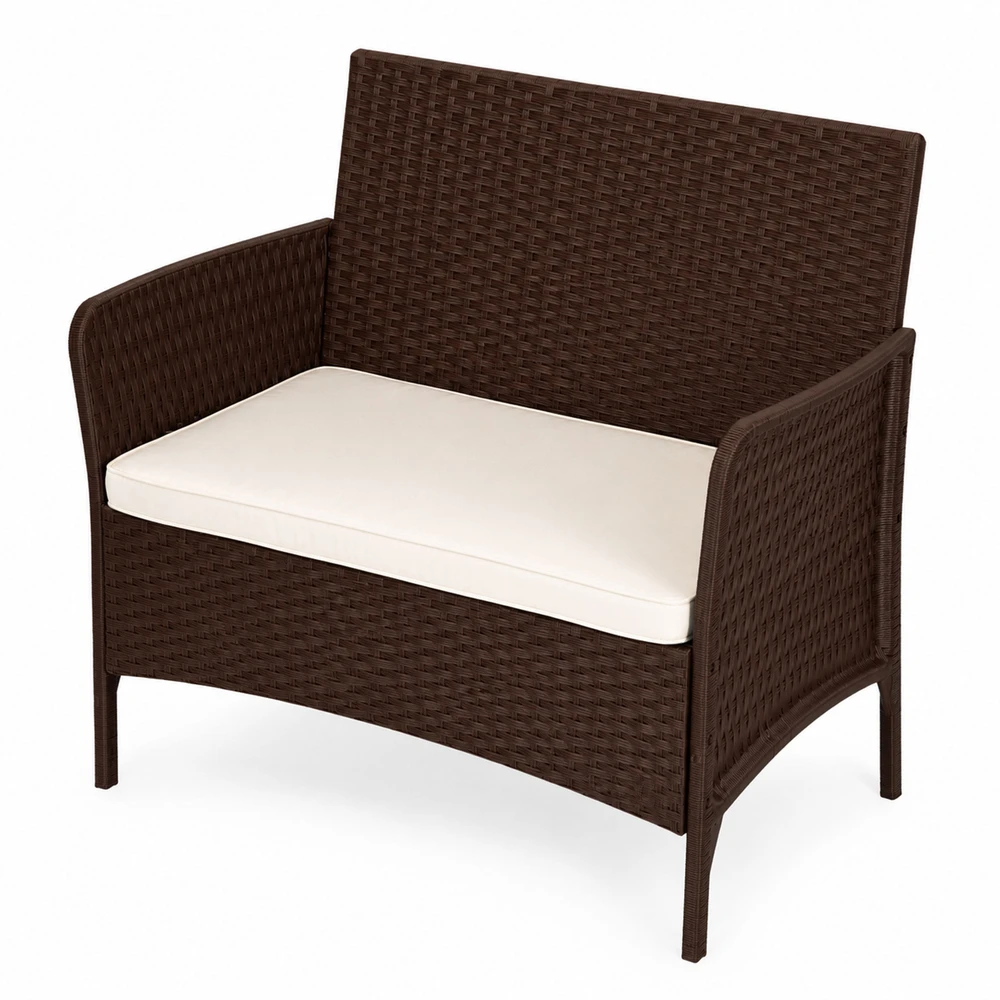 Dvivietė sodo sofa su pagalvėle, suoliukas balkonui, terasai ir sodui, ruda, MultiGarden