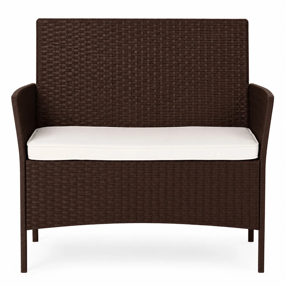 Dvivietė sodo sofa su pagalvėle, suoliukas balkonui, terasai ir sodui, ruda, MultiGarden