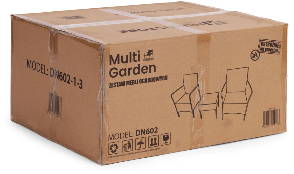 Sodo baldų komplektas 2 foteliai + stalas su grūdintu stiklu, rudas, MultiGarden
