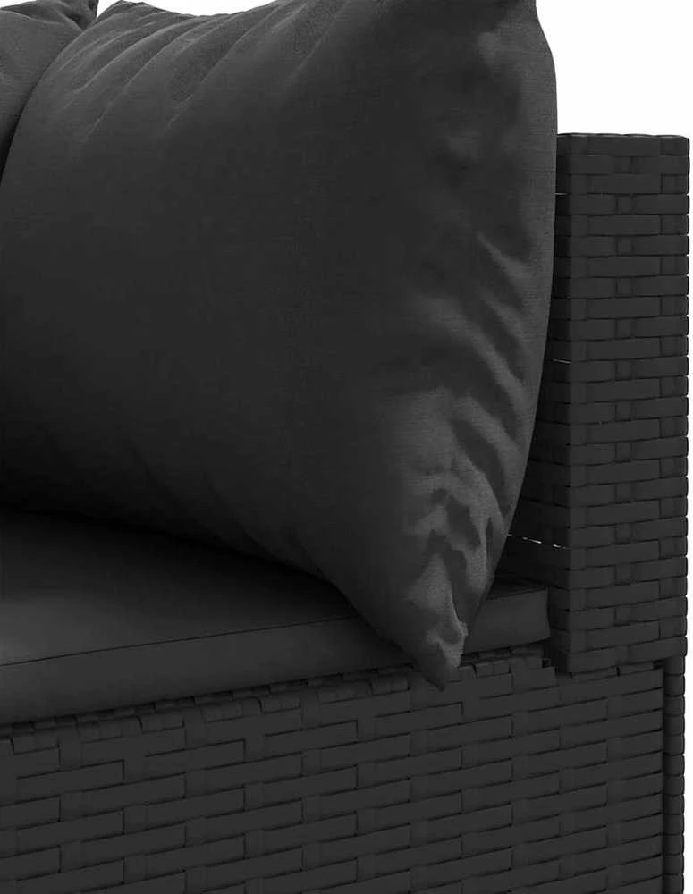 Lauko baldų komplektas Sodo komplektas su pagalvėlėmis, 4 dalių, juodas, poliratanas