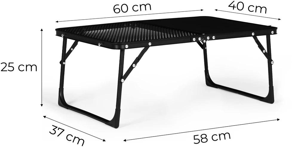 Turistinis kempingo stalas 60×40 cm, susilankstantis į lagaminą, juodas MultiGarden