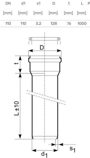 Lauko kanalizacijos vamzdis Magnaplast, Ø 110 mm, SN4, 1 m