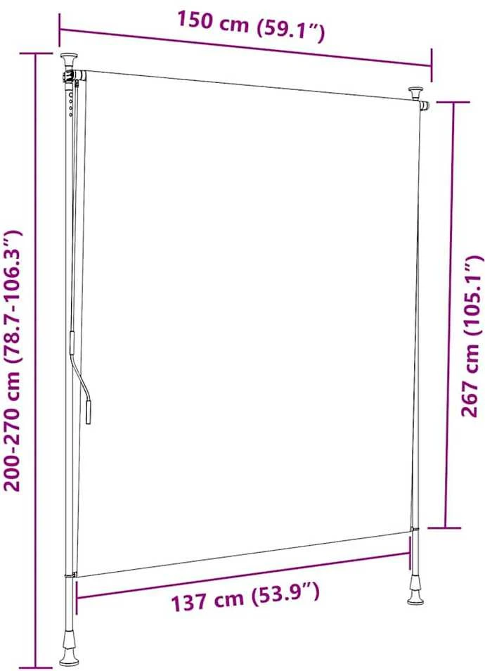 Lauko roletas, antracito spalvos, 150x270cm