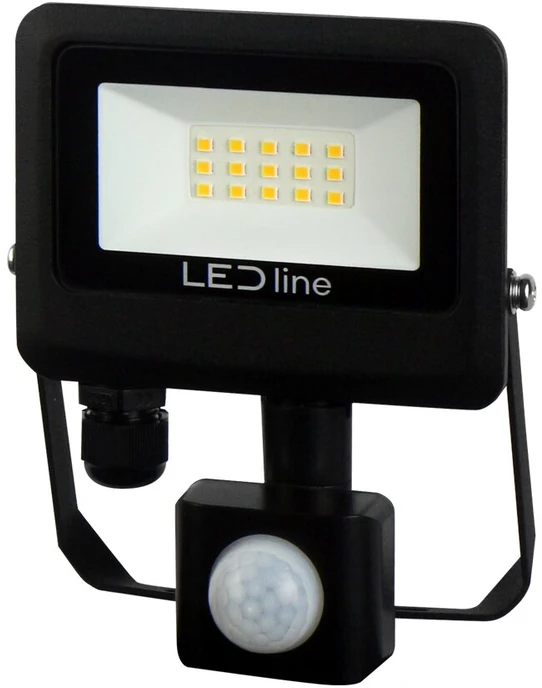 Lauko šviestuvas su judesio davikliu LED 10W neutraliai balta 230Vac, 1000lm, IP65, juodas, PHOTON, LED LINE