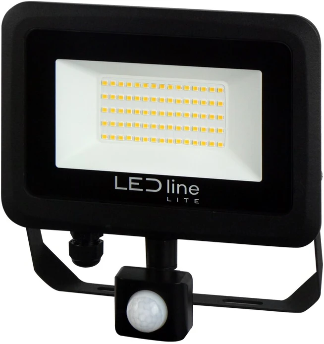 Lauko šviestuvas su judesio davikliu LED 50W neutraliai balta 230Vac, 5000lm, IP65, juodas, PHOTON, LED LINE