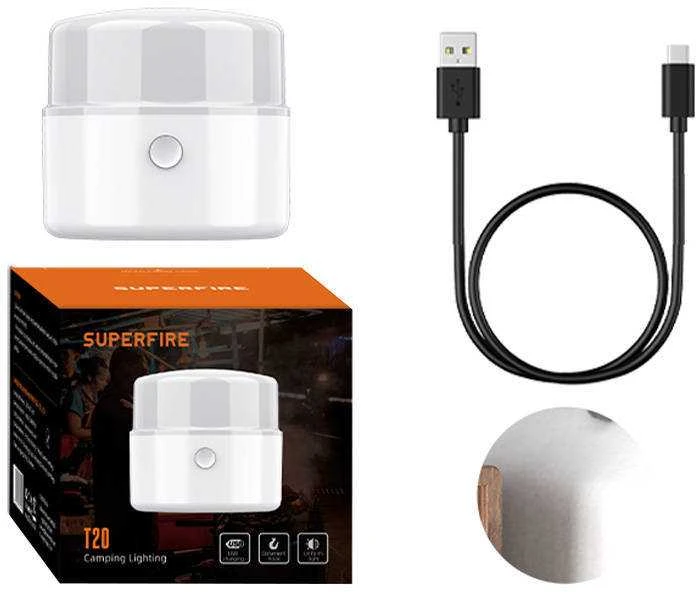 Stovyklavimo žibintas Superfire T20, 180lm, USB