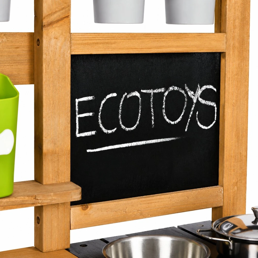 Lauko virtuvėlė vaikams su priedais ir kreidine lenta ECOTOYS