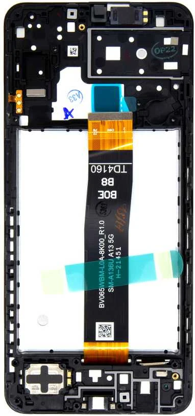 Skystųjų kristalų ekranas + jutiklinis blokas Samsung A136 Galaxy A13 5G Juodas (Paslaugų paketas)
