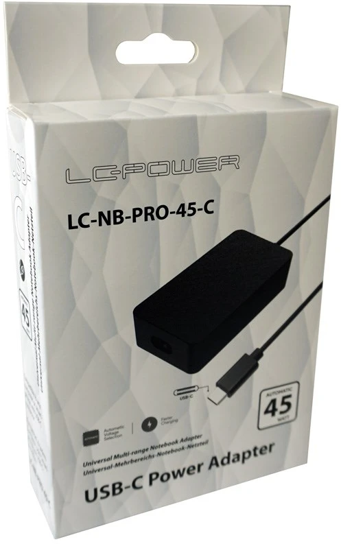 LCP LC-Power LC-NB-PRO-45-C maitinimo adapteris / inverteris Vidaus 45 W Juoda