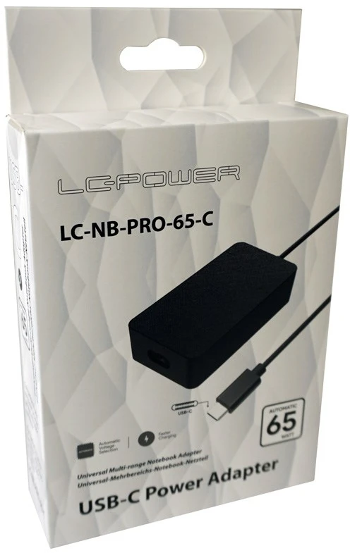 LCP LC-Power LC-NB-PRO-65-C maitinimo adapteris / inverteris Vidaus 65 W Juoda