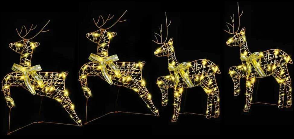 LED elniai 4 vnt. 80 LED Auksinė 44 x 18 x 65,5 cm PET
