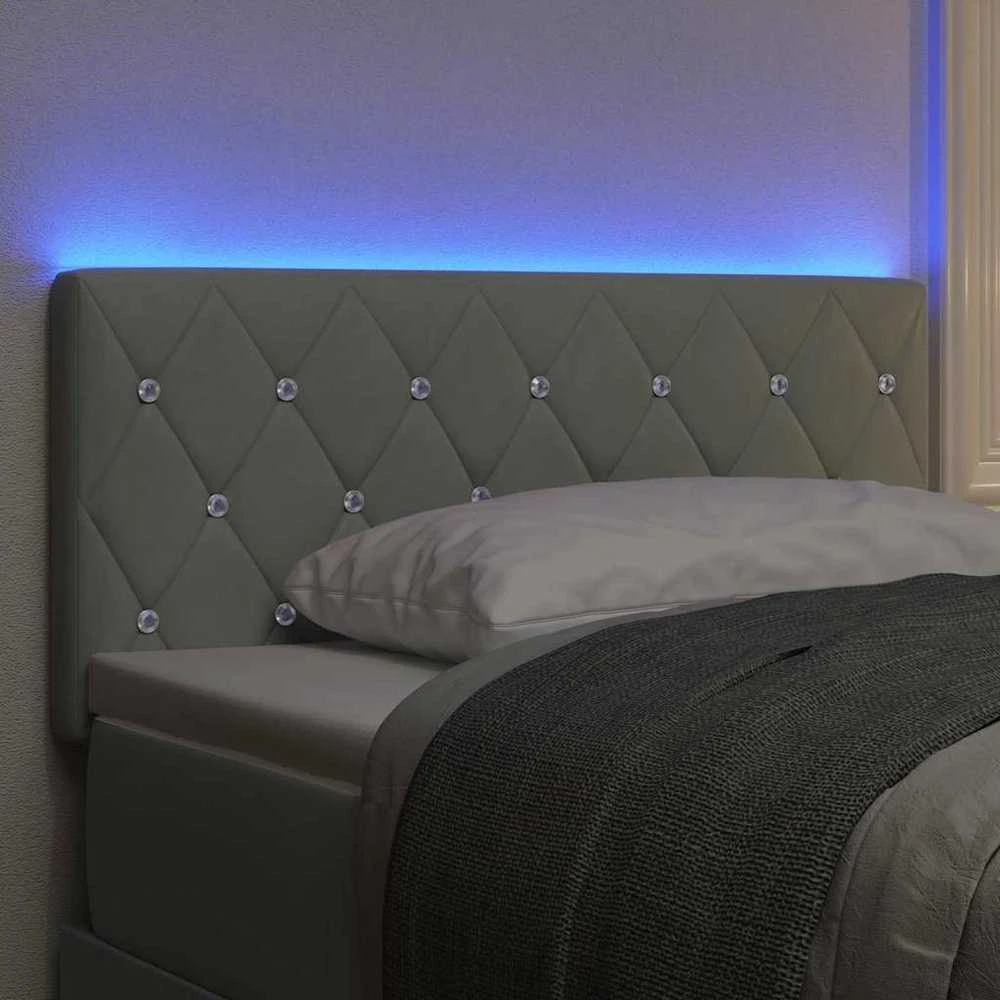 LED galvūgalis su LED juostelėmis Šviesiai pilka 90 cm Aksomas