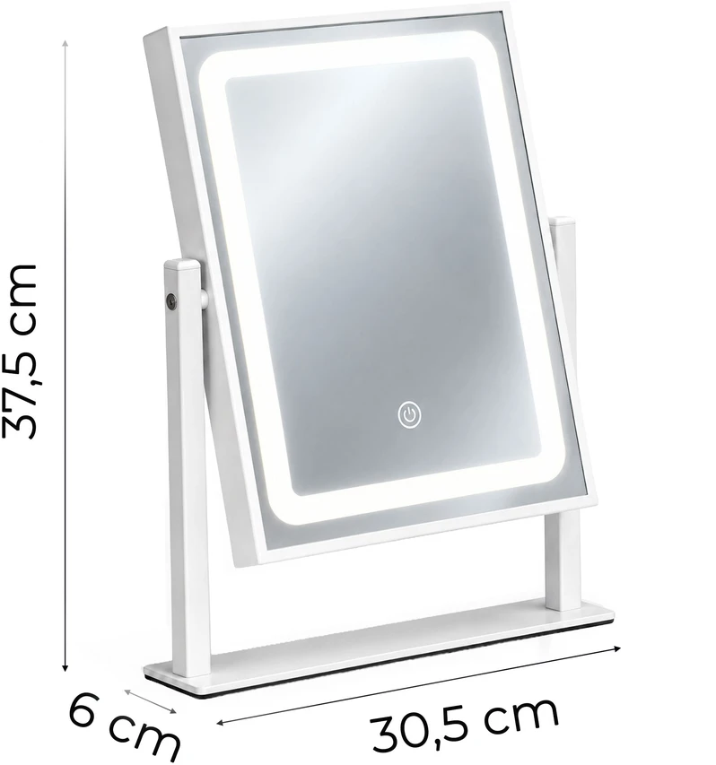 LED kosmetinis veidrodis 25×30 cm su apšvietimu, 3 spalvų režimai ModernHome
